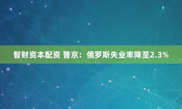 智财资本配资 普京：俄罗斯失业率降至2.3%