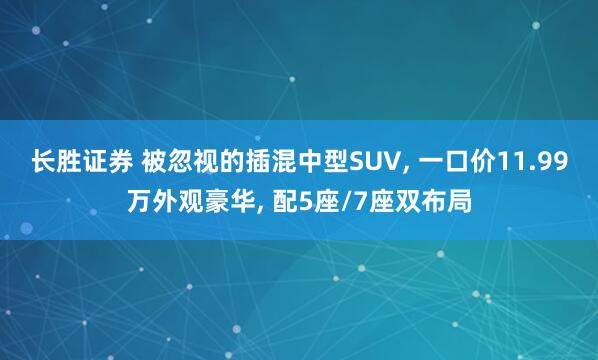 长胜证券 被忽视的插混中型SUV, 一口价11.99万外观豪华, 配5座/7座双布局