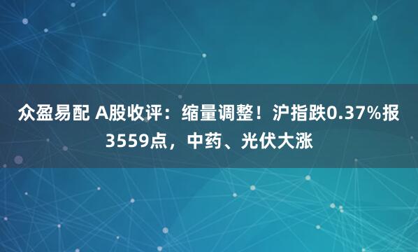 众盈易配 A股收评：缩量调整！沪指跌0.37%报3559点，中药、光伏大涨