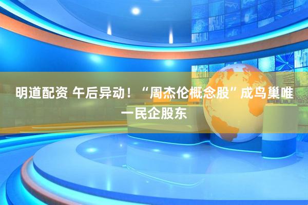 明道配资 午后异动！“周杰伦概念股”成鸟巢唯一民企股东