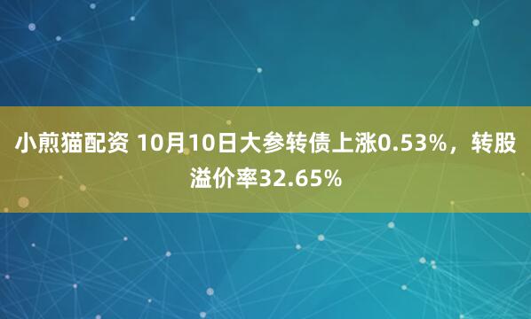 小煎猫配资 10月10日大参转债上涨0.53%，转股溢价率32.65%