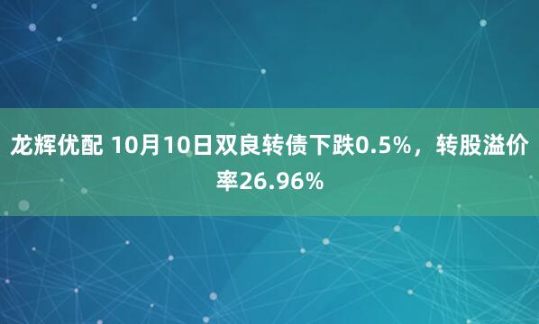 龙辉优配 10月10日双良转债下跌0.5%，转股溢价率26.96%