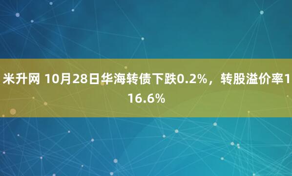 米升网 10月28日华海转债下跌0.2%,转股溢价率116.6%