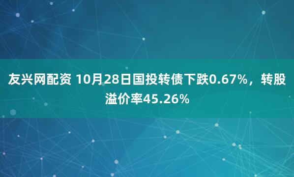 友兴网配资 10月28日国投转债下跌0.67%,转股溢价率45.26%