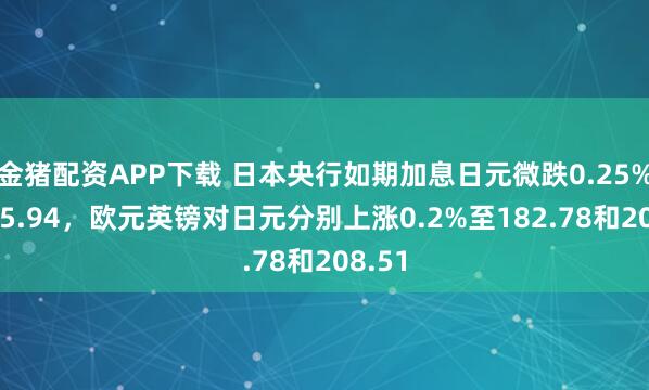 金猪配资APP下载 日本央行如期加息日元微跌0.25%至155.94，欧元英镑对日元分别上涨0.2%至182.78和208.51